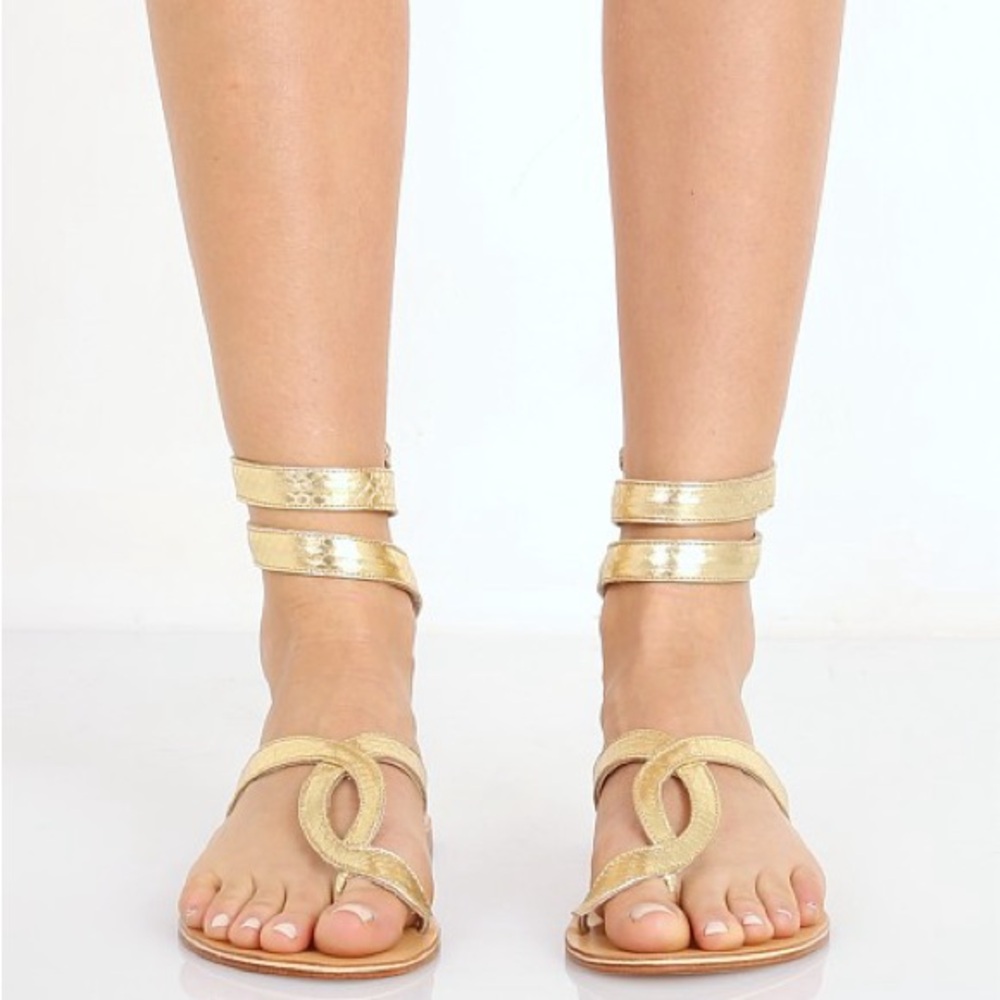 Cocobelle L Space Snake Wrap Sandals Gold Size 7.5